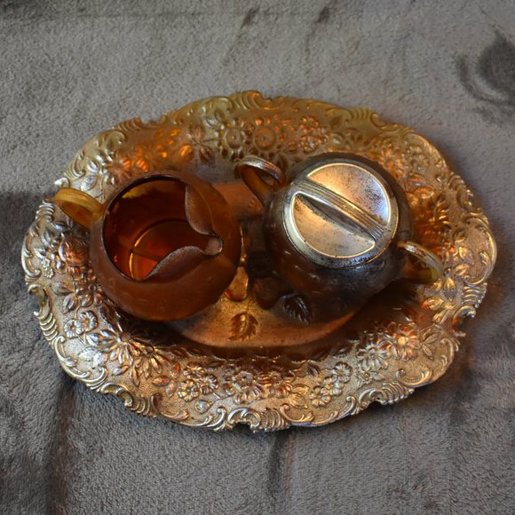 Rare VTG Steri-lite Cream & Sugar Set with Tray - Picture 3 of 15